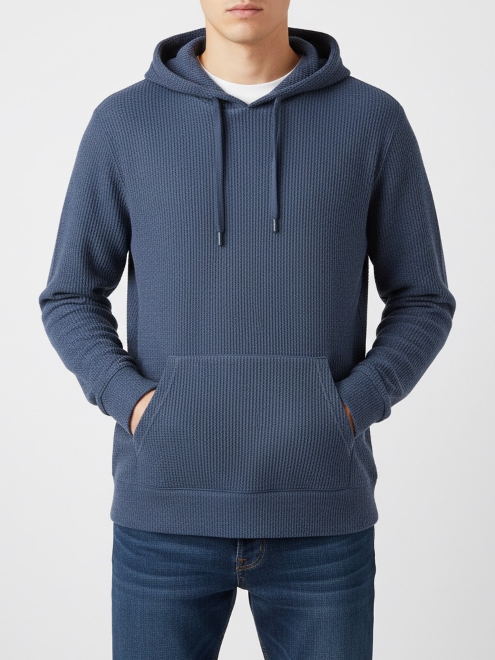 RAINFOREST Navy Waffle-Knit Hoodie